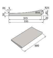 Akmuo tiesus 60x31,5 cm, baltas