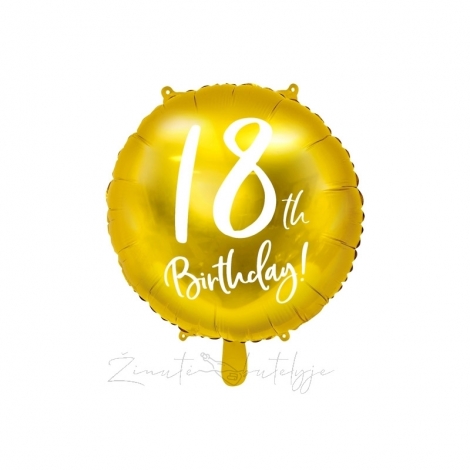 Folinis balionas "18th birthday", auksinis