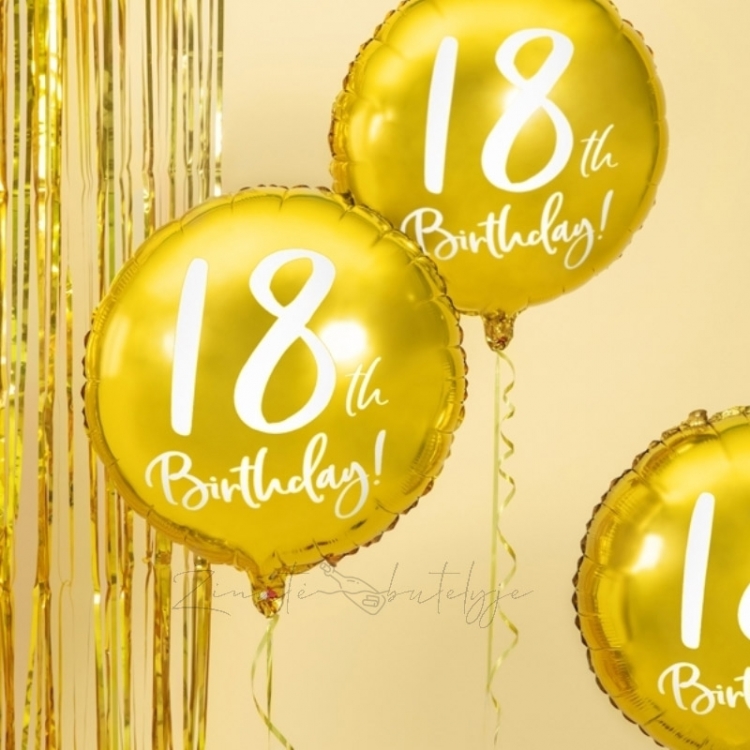 Folinis balionas "18th birthday", auksinis
