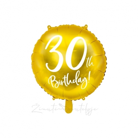 Folinis balionas "30th birthday", auksinis