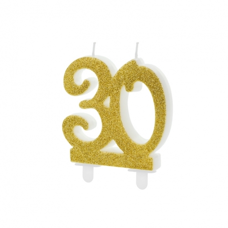 Torto žvakutė "30", auksinės spalvos