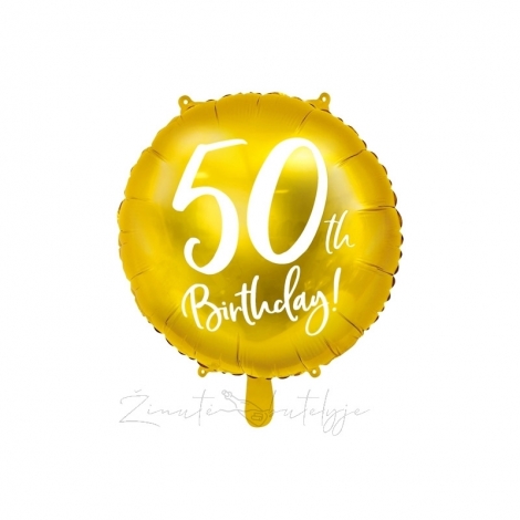 Folinis balionas "50th birthday",  auksinis
