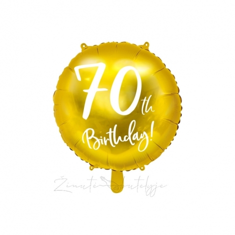 Folinis balionas "70th birthday",  auksinis