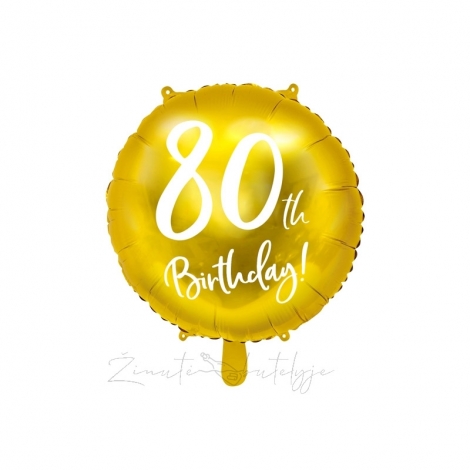 Folinis balionas "80th birthday",  auksinis